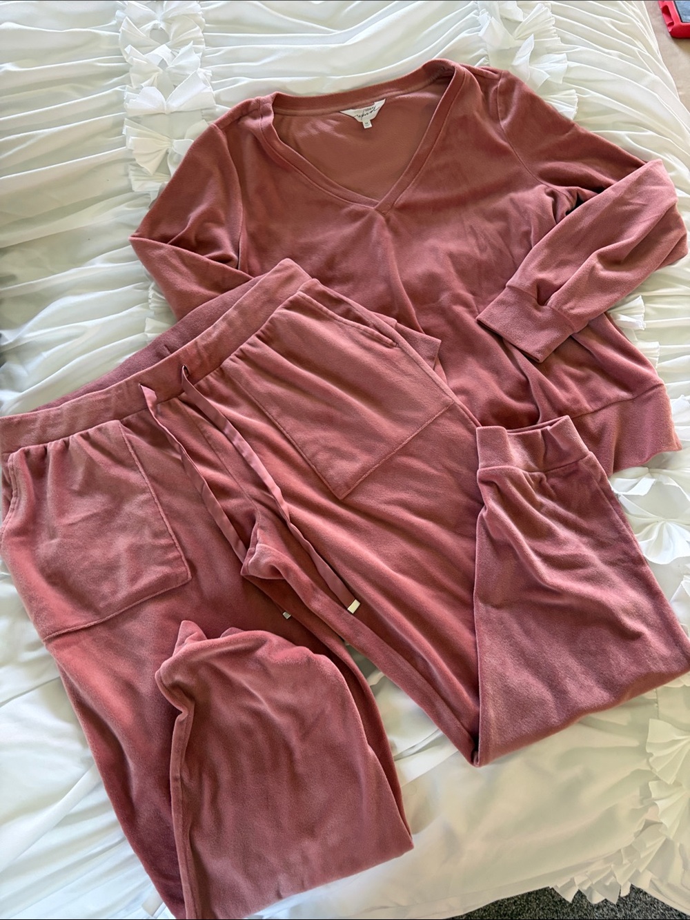 Soma Dusty Rose Velour Jogger Set